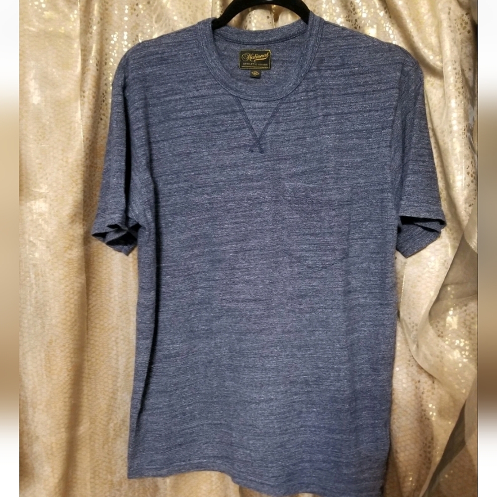 National Athletic Goods gray/blue cotton jersey pocket t-shirt